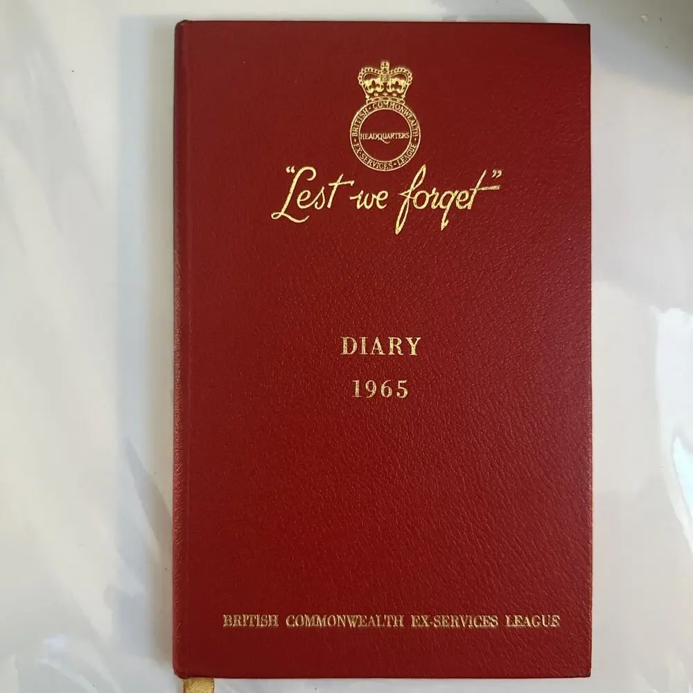 Vintage 1965 Lest We Forget Diary British Commonwealth Ex-Services League Unused